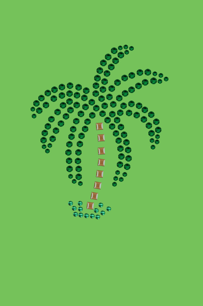 Palm Tree (Green Rhinestones - Small) - Bandanna