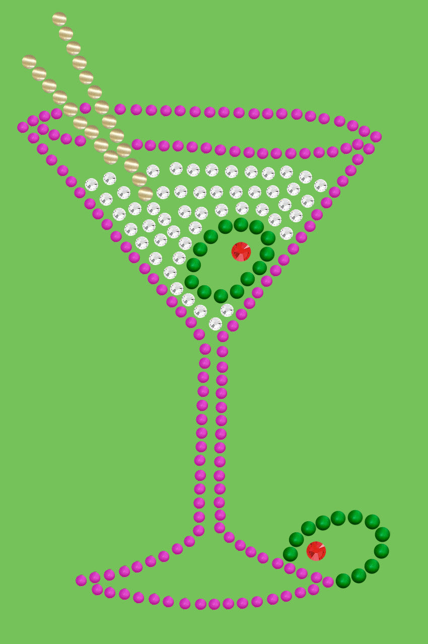 Martini (Fuchsia with Clear Rhinestones) - Bandanna