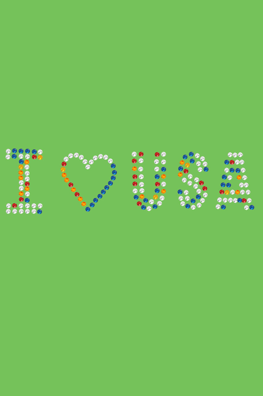 I Love USA (Multicolor Rhinestones) Bandanna