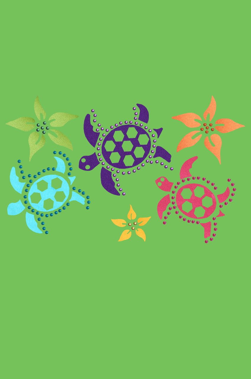 Satin Sea Turtles with Flowers - Bandanna