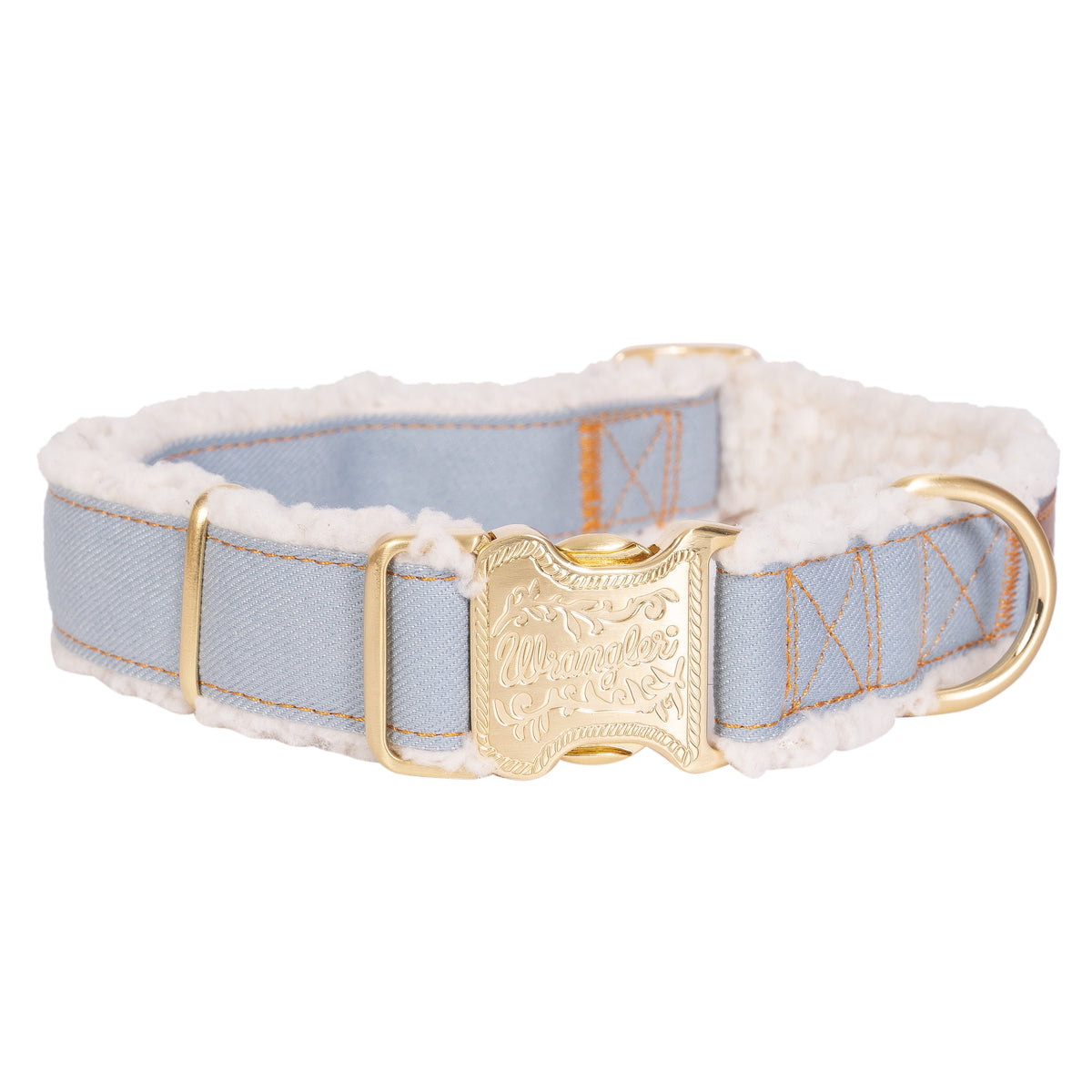 Wrangler Denim and Sherpa Dog Collar - Light Wash