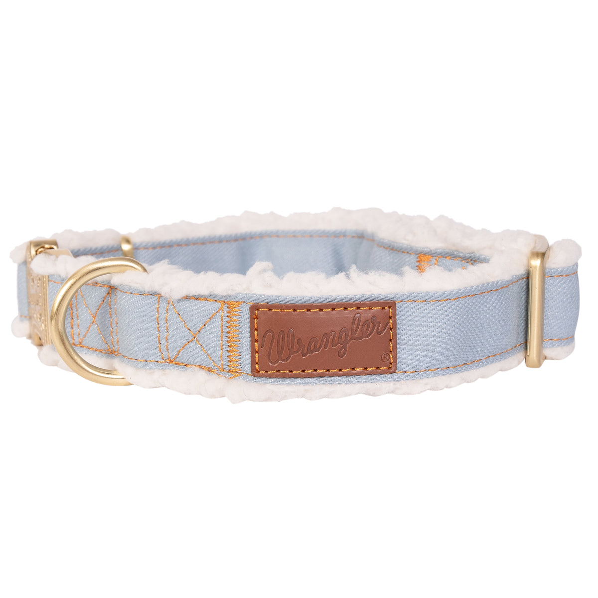Wrangler Denim and Sherpa Dog Collar - Light Wash