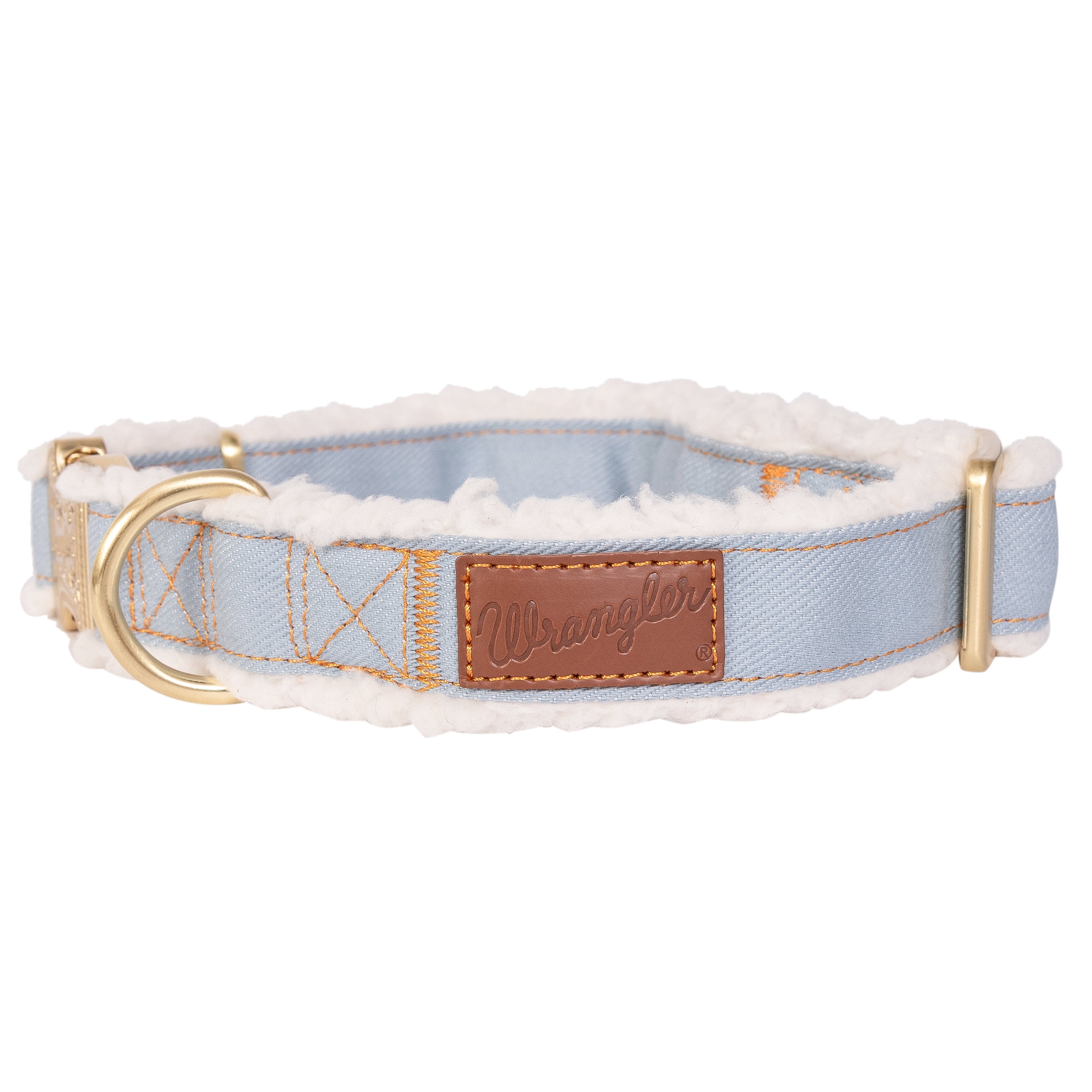 Wrangler Denim and Sherpa Dog Collar - Light Wash