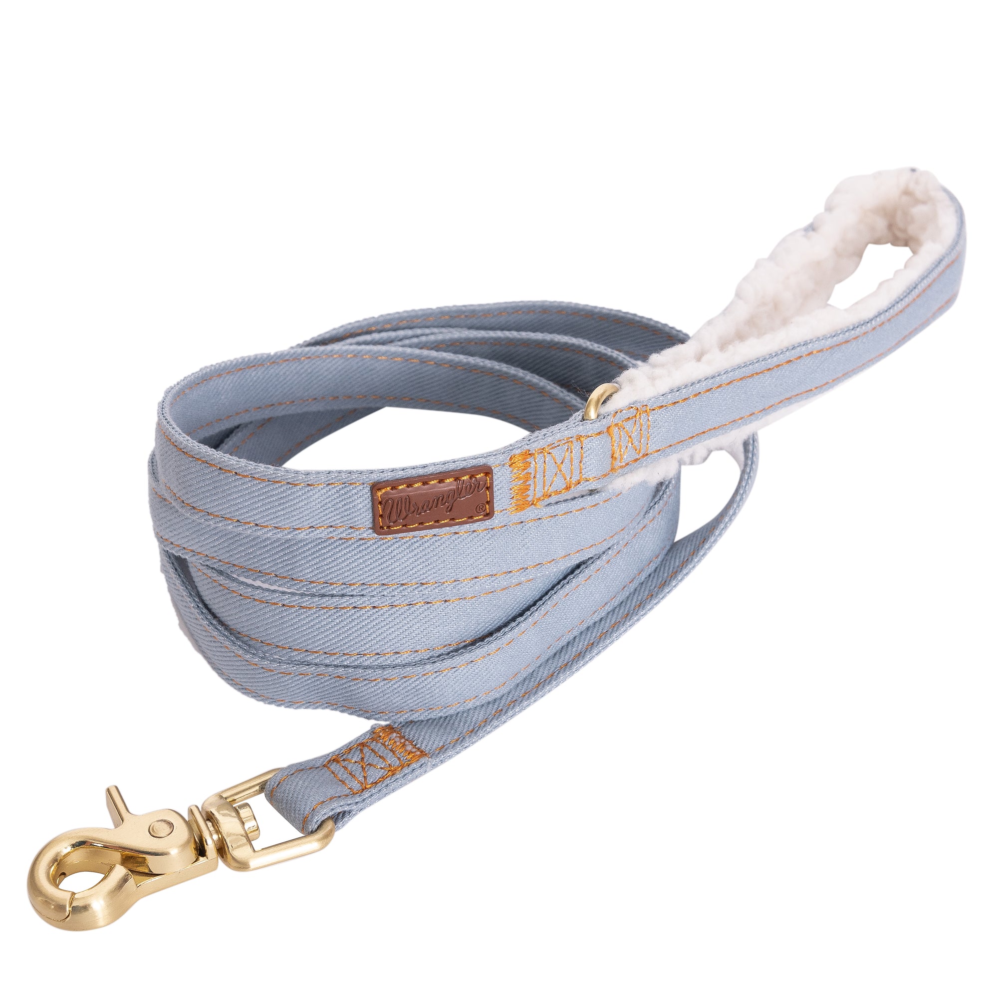 Wrangler Denim and Sherpa Dog Lead - Light Wash
