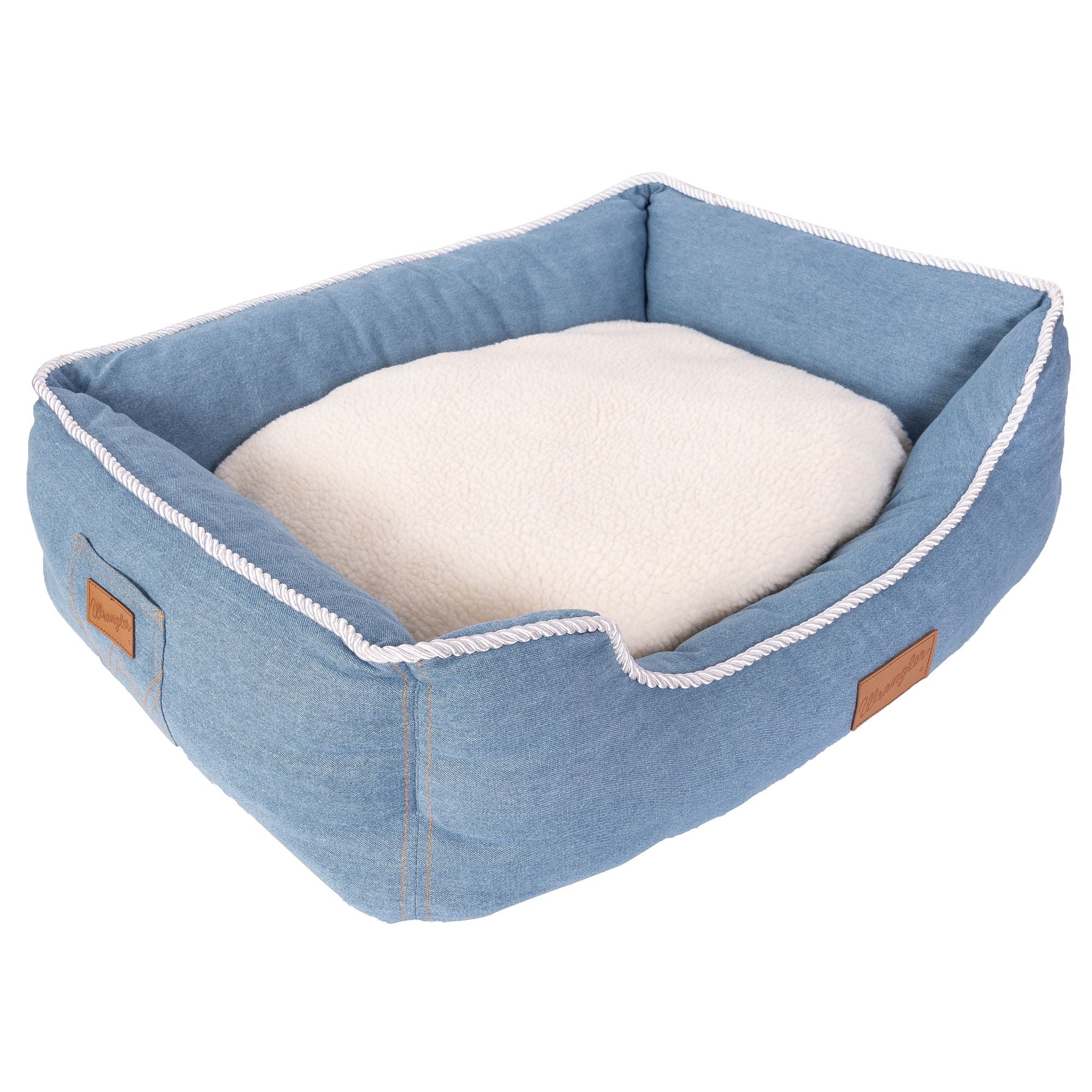 Wrangler® Sherpa Rope-Trimmed Cuddler Box Bed - Light Wash