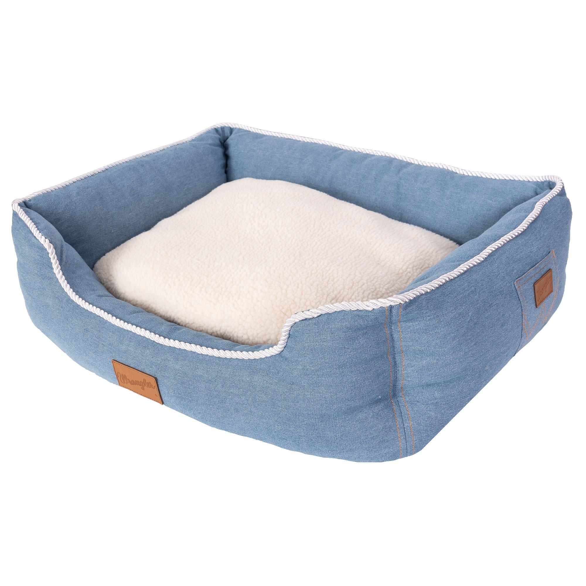 Wrangler® Sherpa Rope-Trimmed Cuddler Box Bed - Light Wash