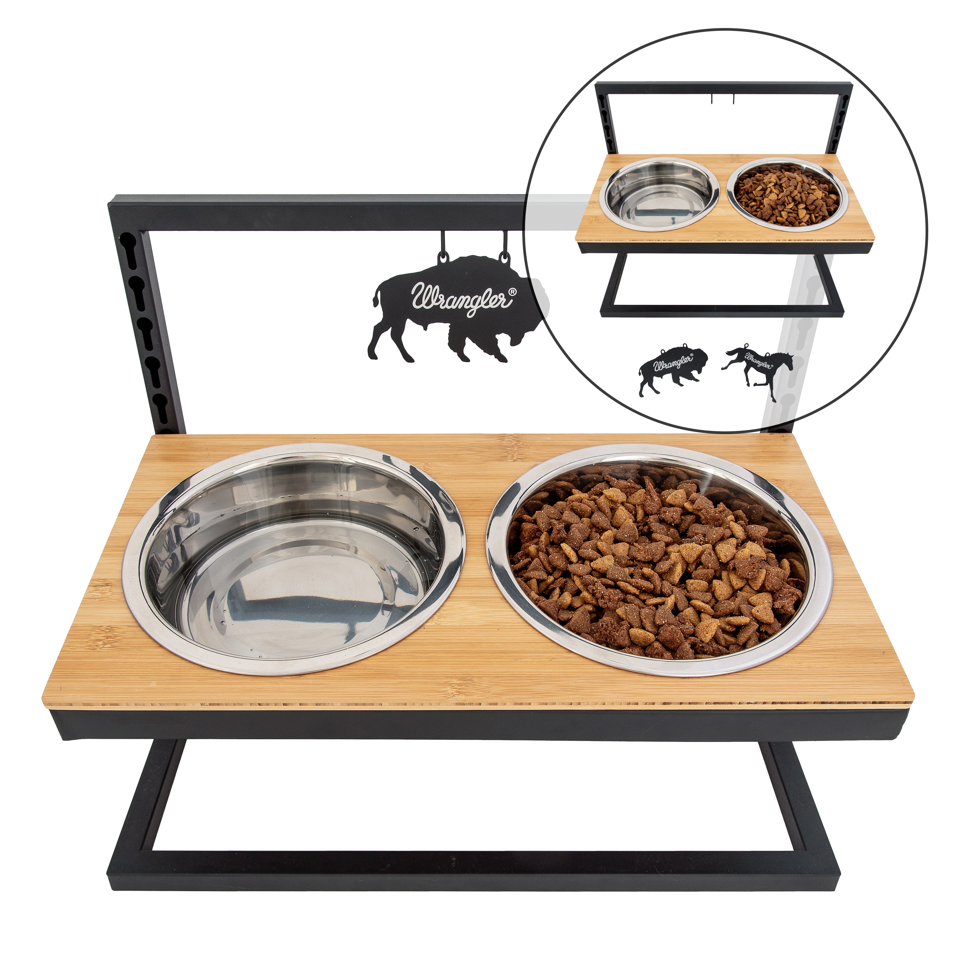 Wrangler® Adjustable Elevated Feeder – Horse & Bison Ornaments