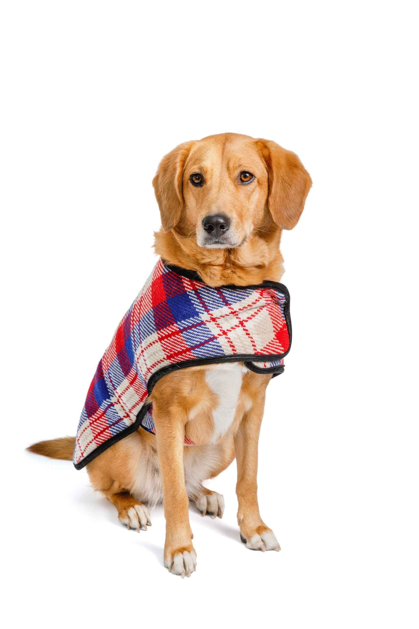 Chilly Dog Red Field Fleece-Lined Dog Blanket Coat
