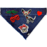 Sugar Skull Dog Denim Bandana