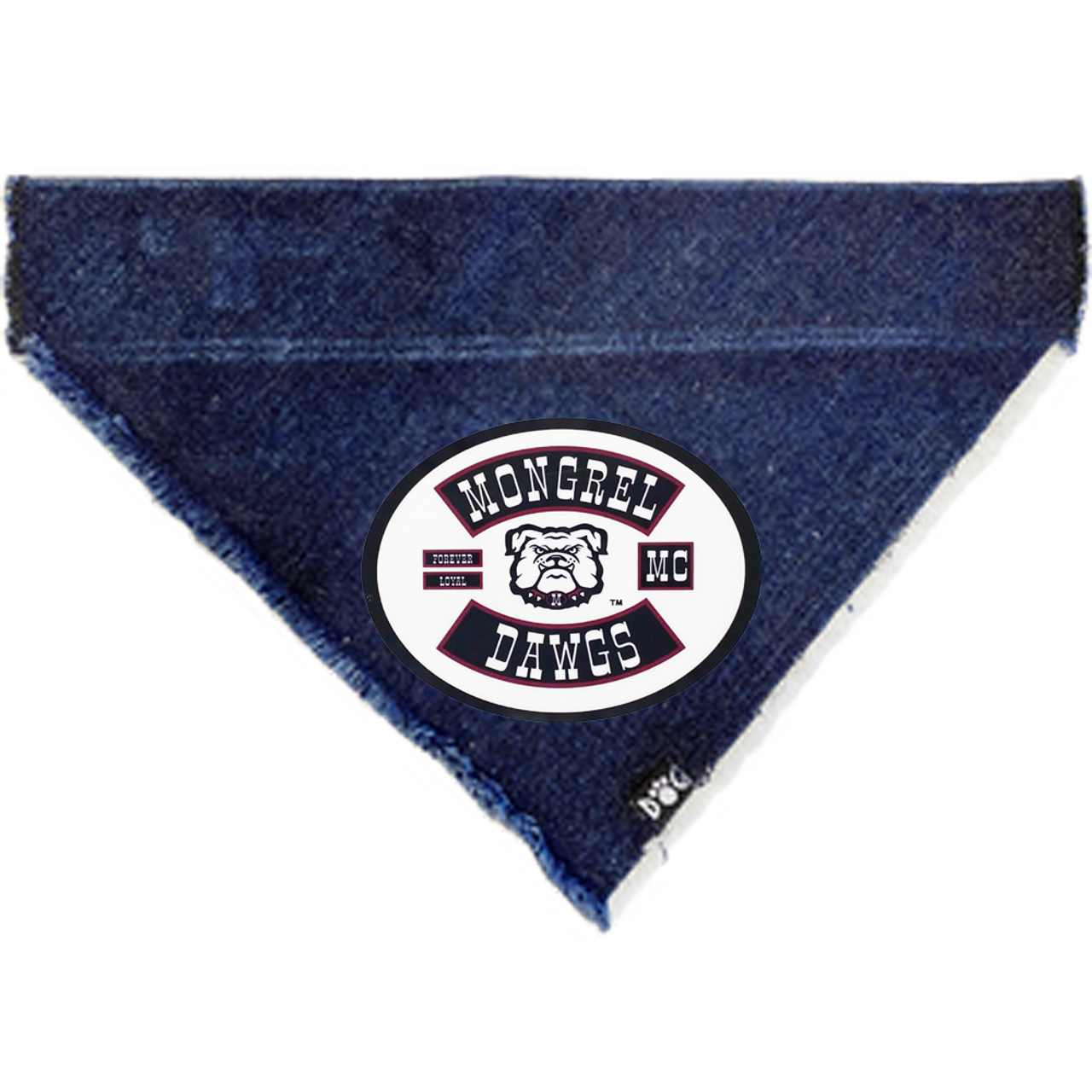 Mongrel Dawgs MC Logo (White) Denim Bandanna