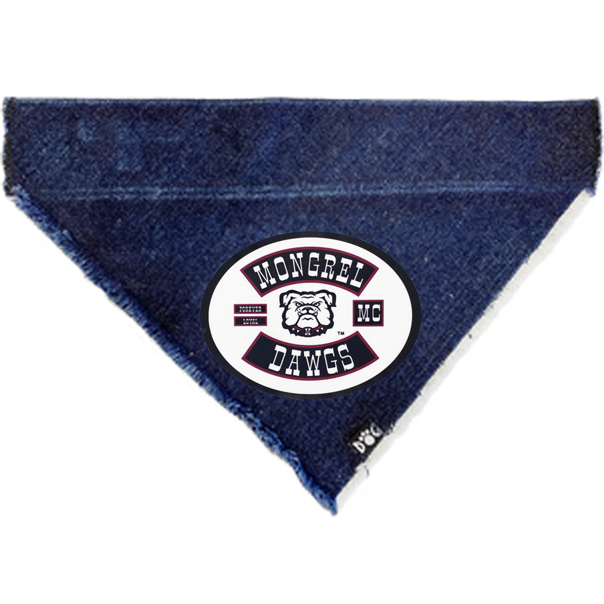Mongrel Dawgs MC Logo (White) Denim Bandanna