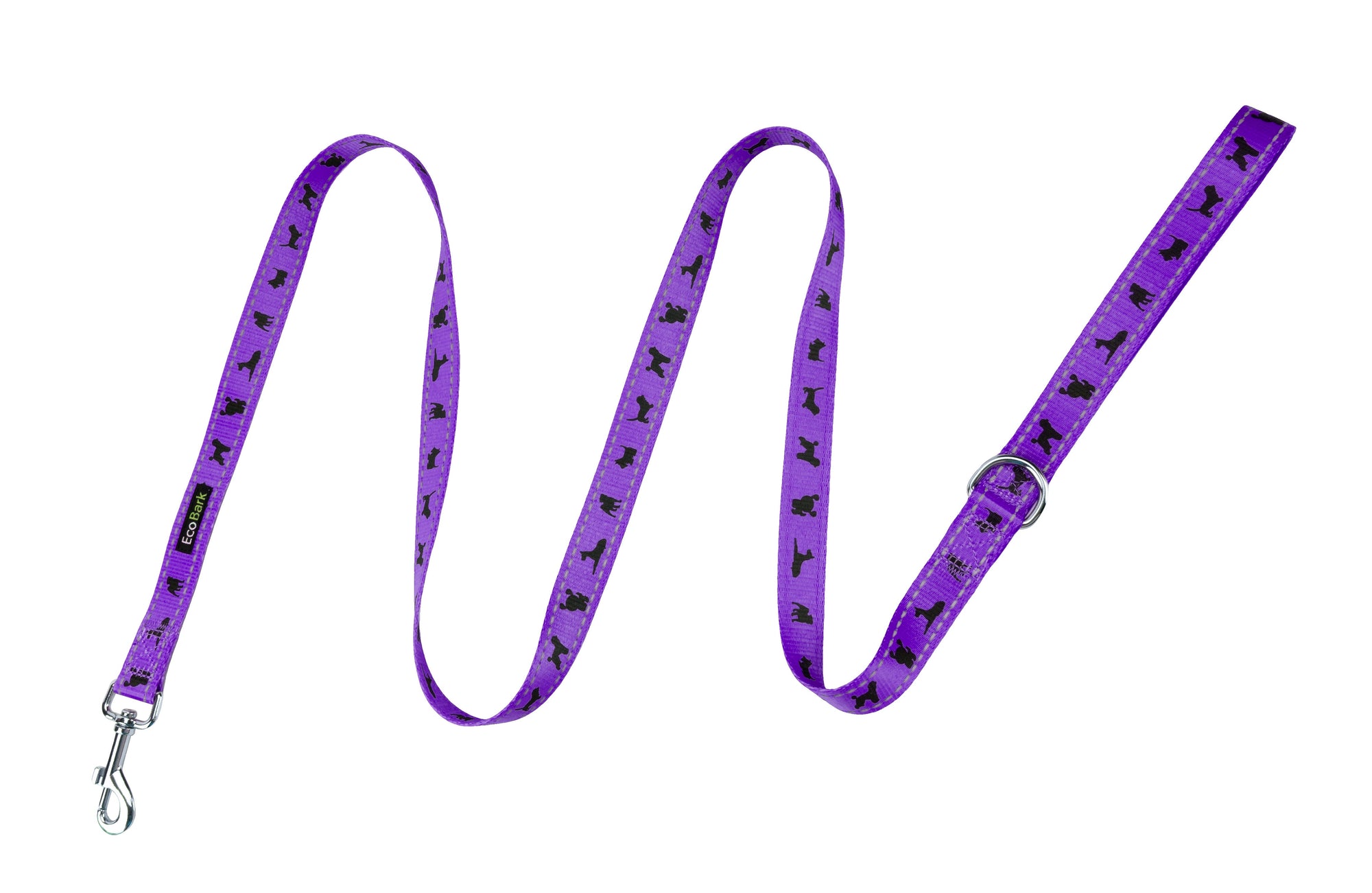 EcoBark Purple Dog Leash- Padded Comfort Grip Leash Dog Pattern - 4ft, 5ft, and 6ft  for XS, Small, and Medium Dogs