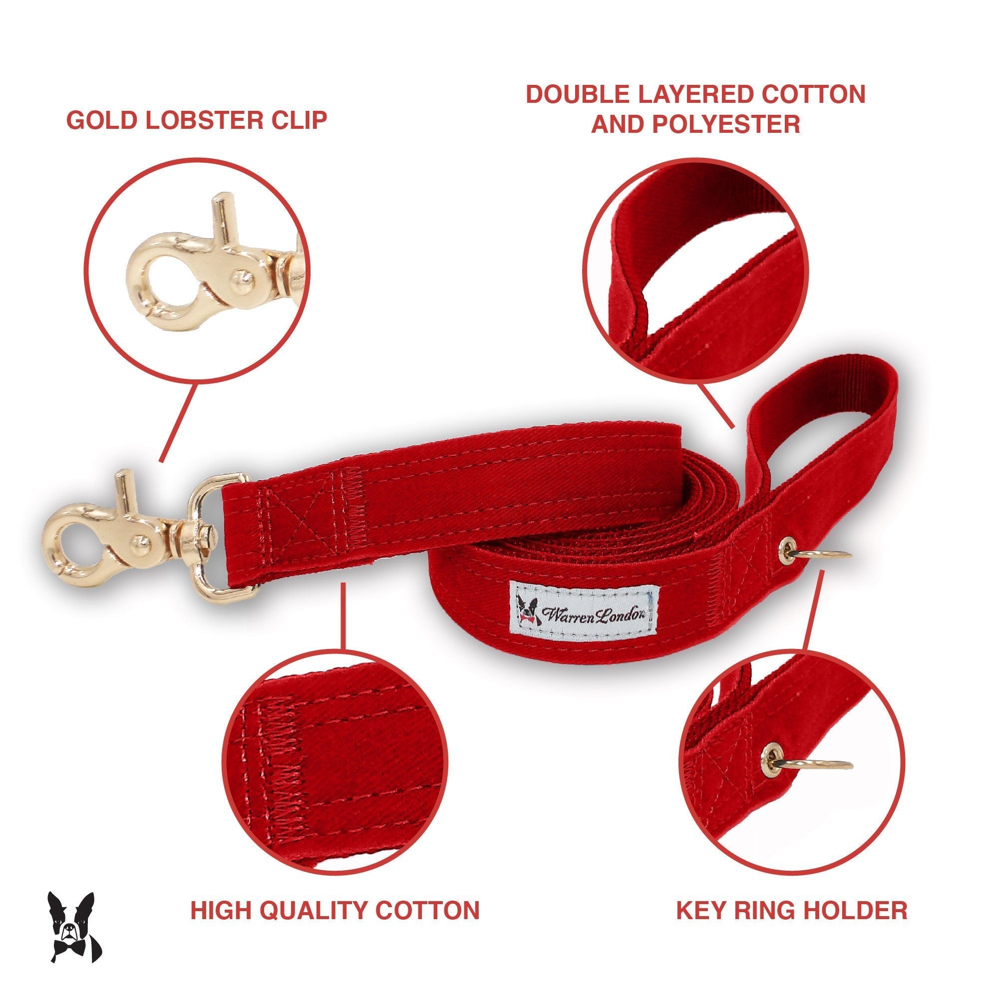 Fabric Dog Leash - Red