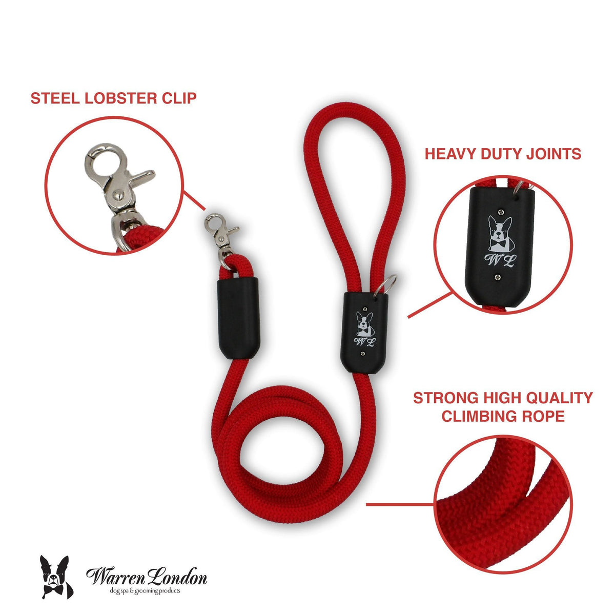 Climbing Rope Dog Leash - Red