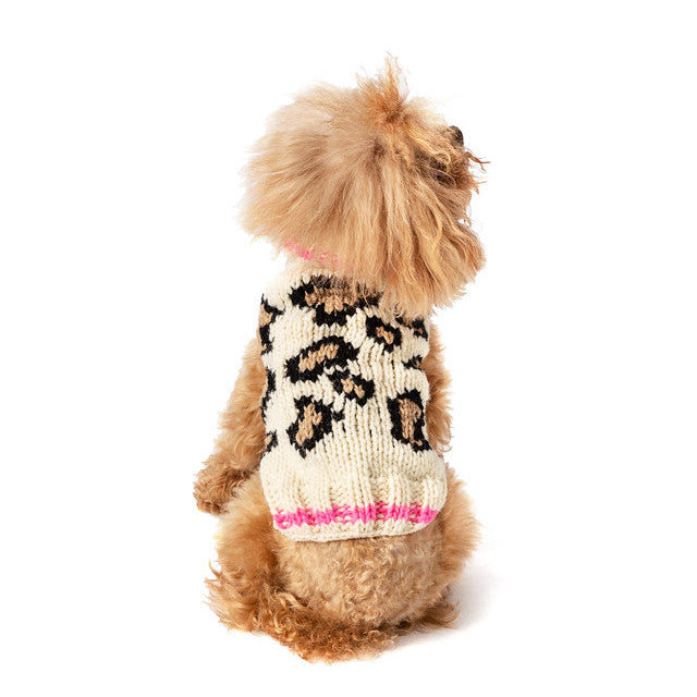 Chilly Dog Leopard Print Wool Dog Sweater