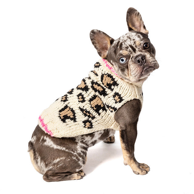 Chilly Dog Leopard Print Wool Dog Sweater