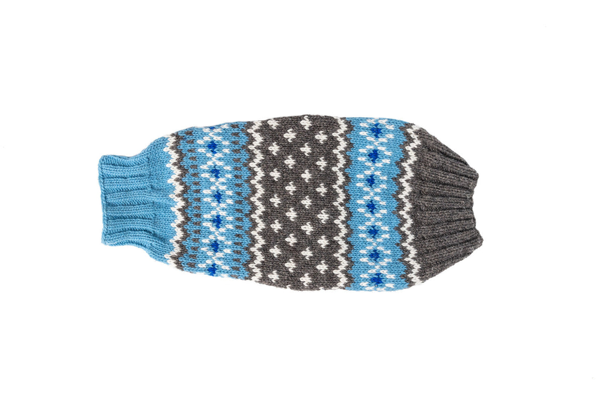 Chilly Dog Light Blue Fair Isle Wool Dog Sweater