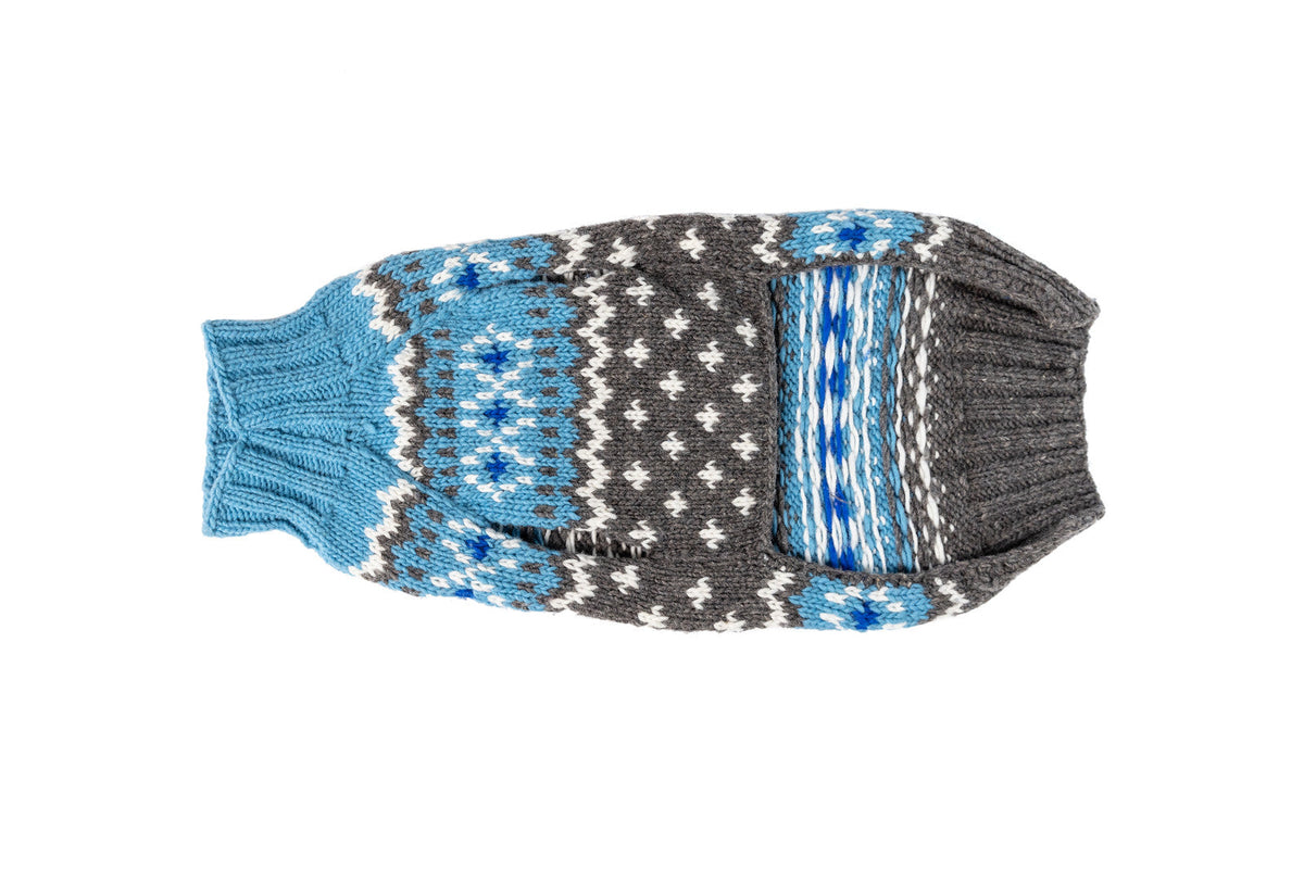 Chilly Dog Light Blue Fair Isle Wool Dog Sweater