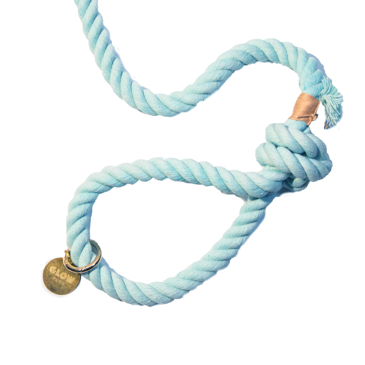 Glow Pups: Light Blue Boho Chic Cotton Rope Dog Leash