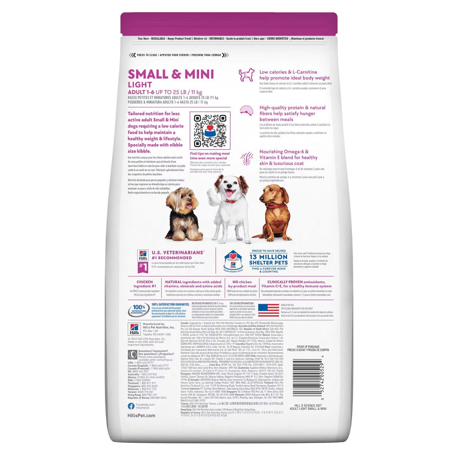 Hills Science Diet Adult Light Small & Mini with Chicken Meal & Barley Dry Dog Food Bag
