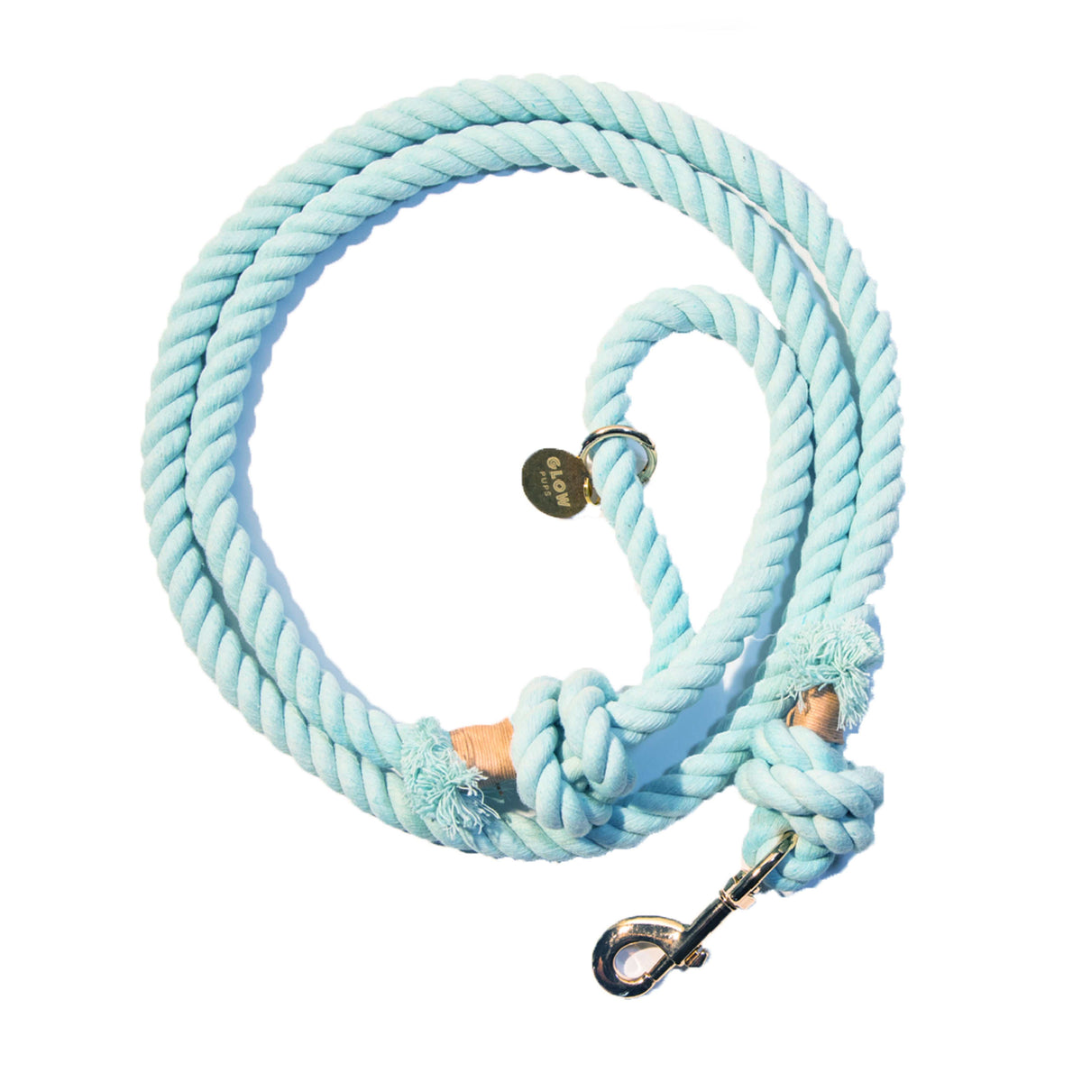 Glow Pups: Light Blue Boho Chic Cotton Rope Dog Leash