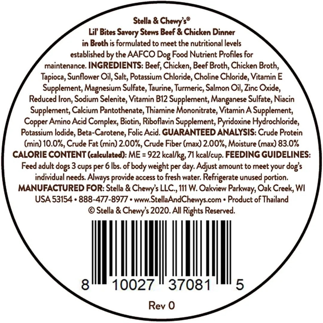 Stella & Chewys Lil Bites Stew Beef & Chicken Dog Food (2.7oz)