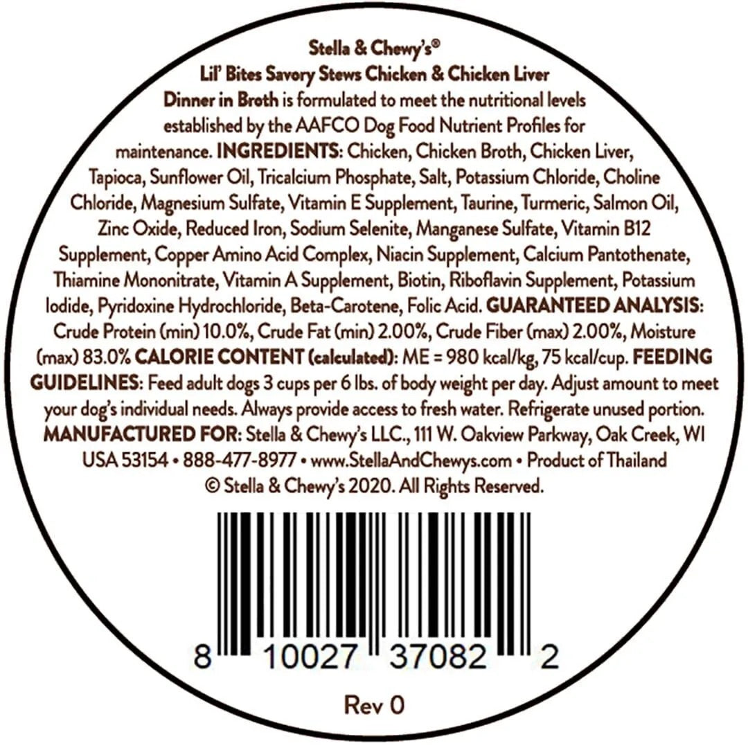 Stella & Chewys Lil Bites Stew Chicken & Chicken Liver Dog Food (2.7oz)