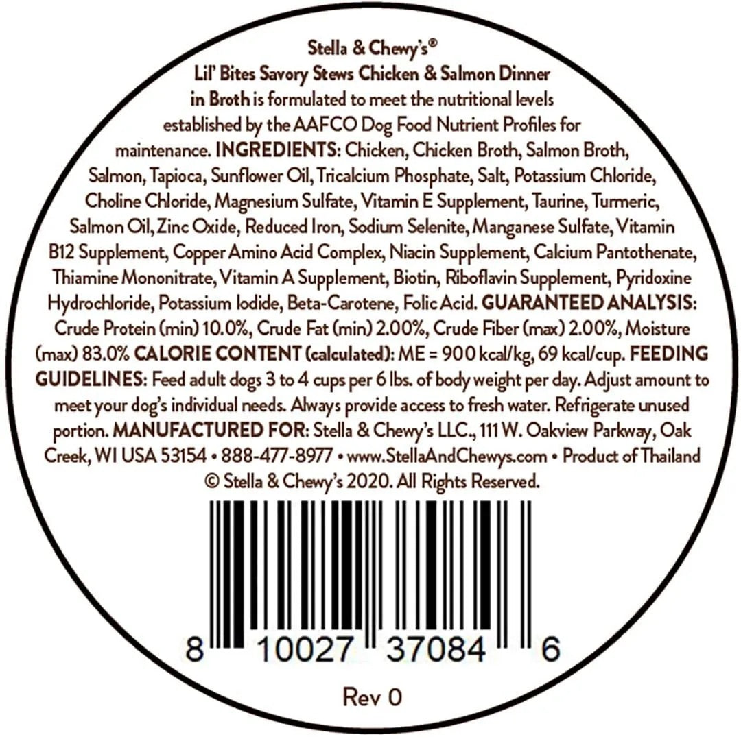 Stella & Chewys Lil Bites Savory Stews Chicken & Salmon Dinner in Broth Dog Food (2.7oz)