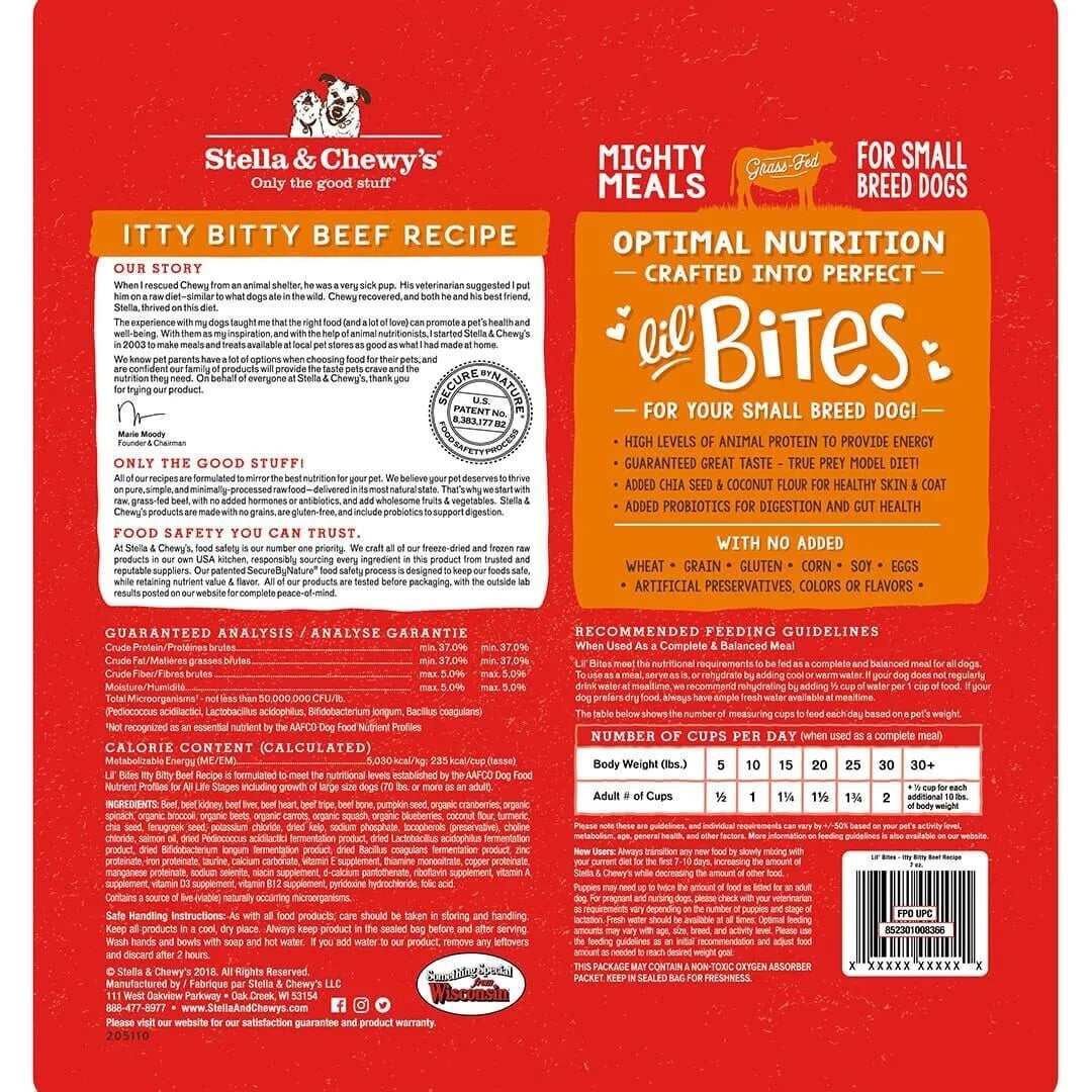 Stella & Chewys Lil Bites Itty Bitty Beef Recipe Dog Food (7oz)