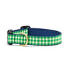 Up Country Lime Gingham Cast Brass Dog Collar