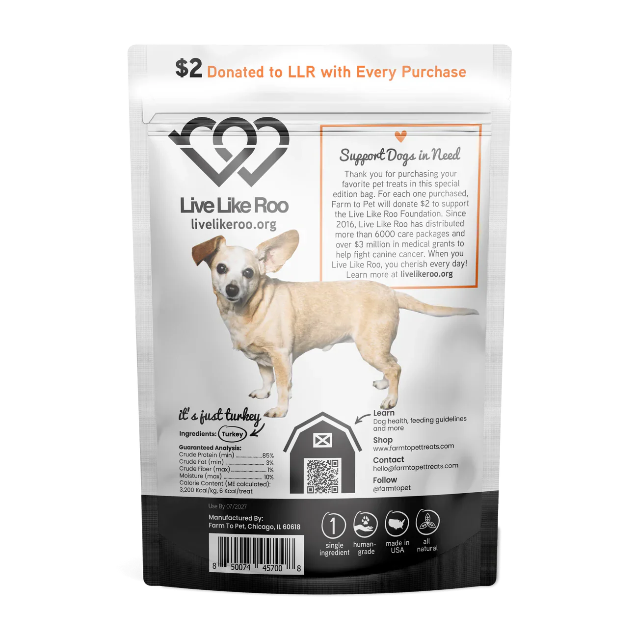 Farm To Pet Live Like Roo Turkey Chips (4oz)