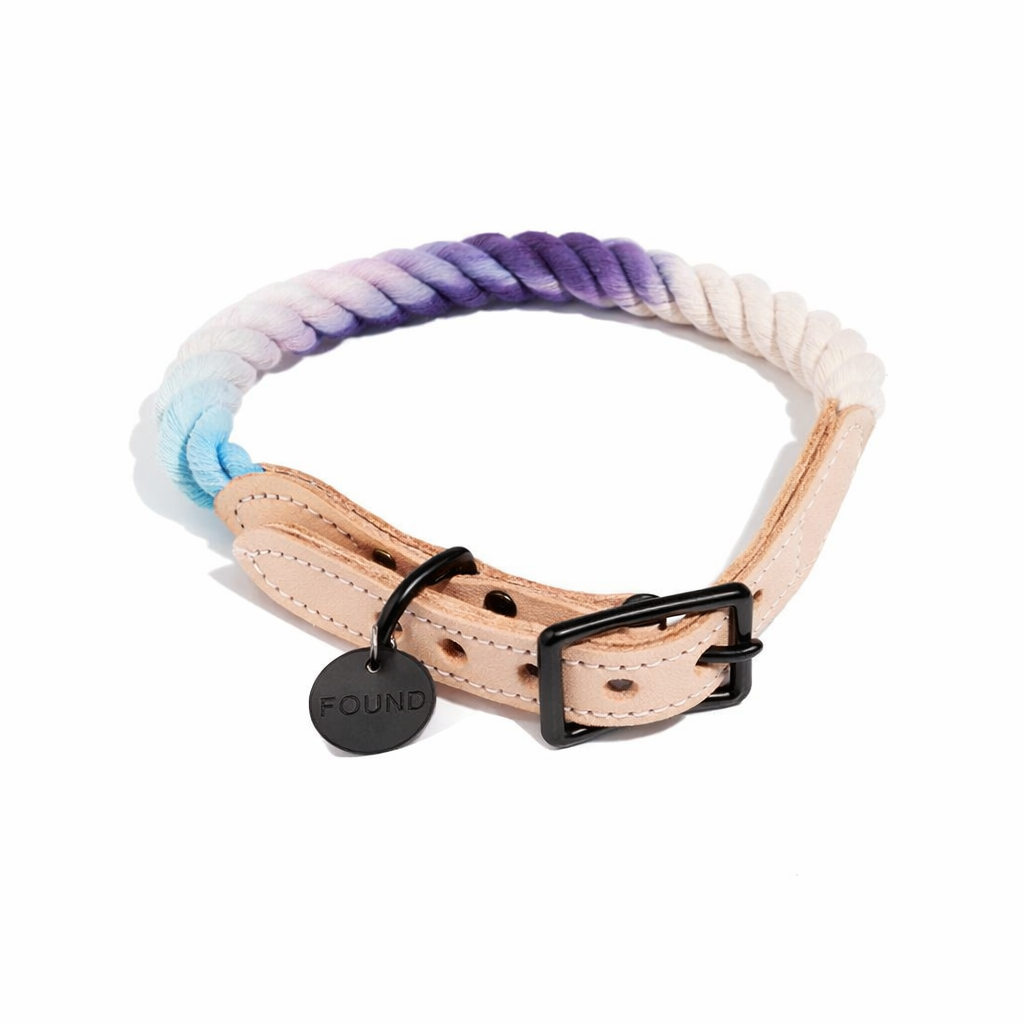 The Lois Cotton Rope Cat & Dog Collar – Matte Black Hardware
