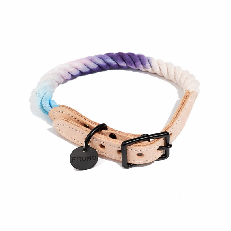 The Lois Cotton Rope Cat & Dog Collar – Matte Black Hardware