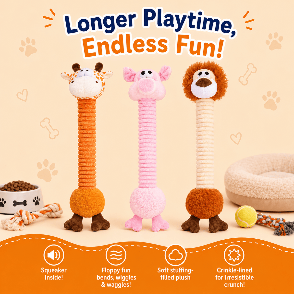Dogline 22-Inch Long Plush Dog Toy