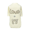 Hello Doggie Love n Joy Dog Tee Ivory Cotton Swarovski Crystals Crystal Handmade Dog T - Shirt