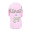 Hello Doggie Love N Joy Pink Cotton Swarovski Crystal Dog Shirt