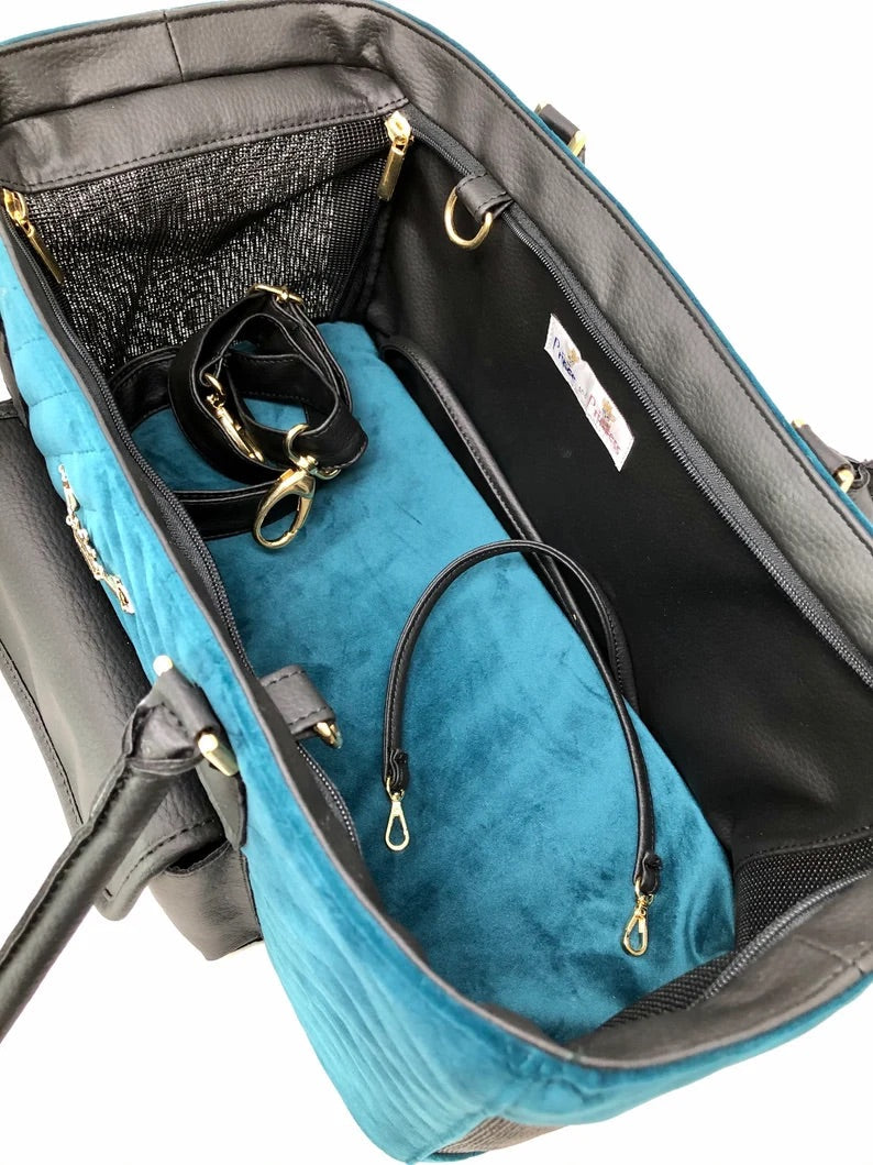 Designer Dog Travel Tote - Blue Velvet
