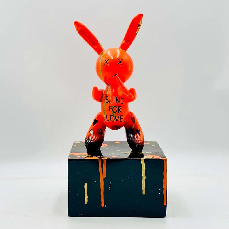 Luxury Neon Orange Rabbit Statue