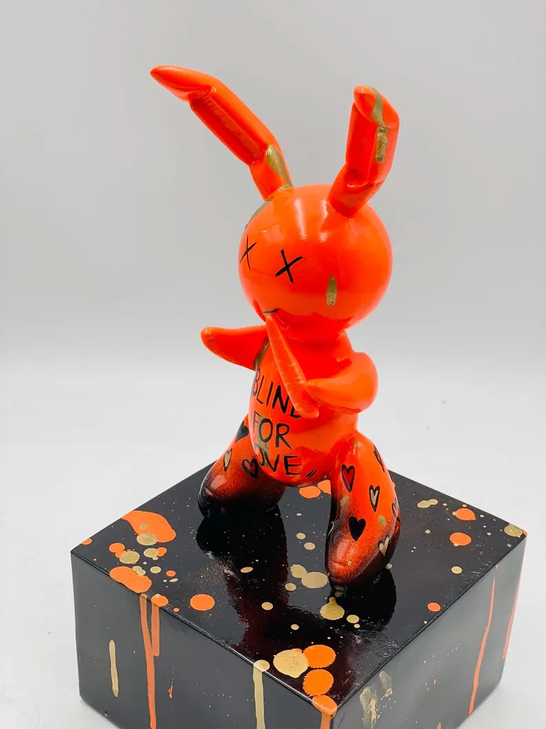Luxury Neon Orange Rabbit Statue