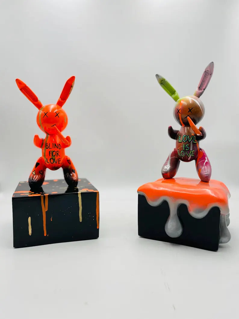 Luxury Neon Orange Rabbit Statue