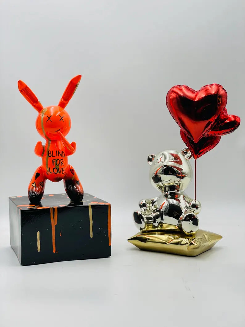 Luxury Neon Orange Rabbit Statue