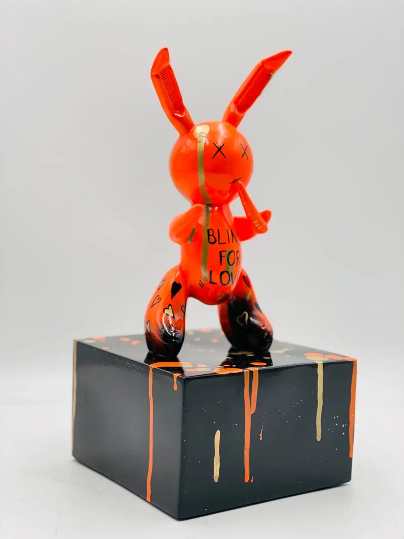 Luxury Neon Orange Rabbit Statue