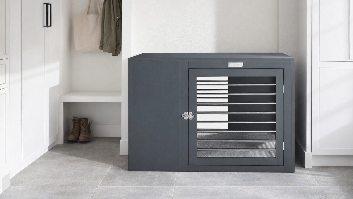 Bowsers Moderno Wood Dog Crate Furniture - Designer Indoor Crate and End Table