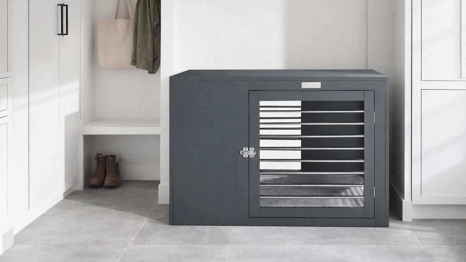 Bowsers Moderno Wood Dog Crate Furniture – Designer Indoor Crate and End Table