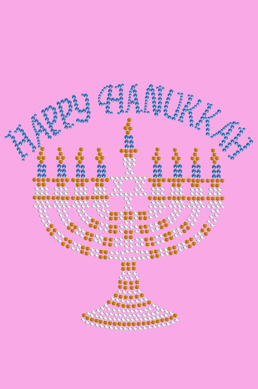 Menorah - Large (Blue, Silver, & Gold) - Womens T-shirt
