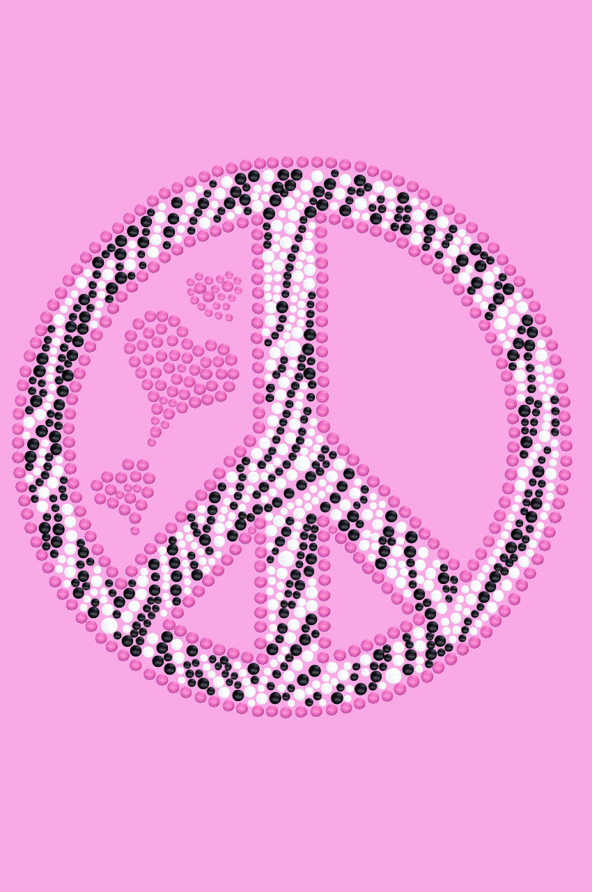 Peace Sign (Pink & Zebra Print) - Womens T-shirt