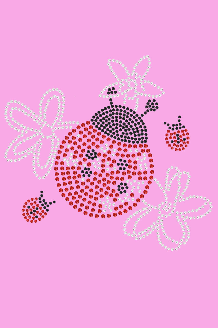 Large Lady Bug with Flowers - Womens T-shirt