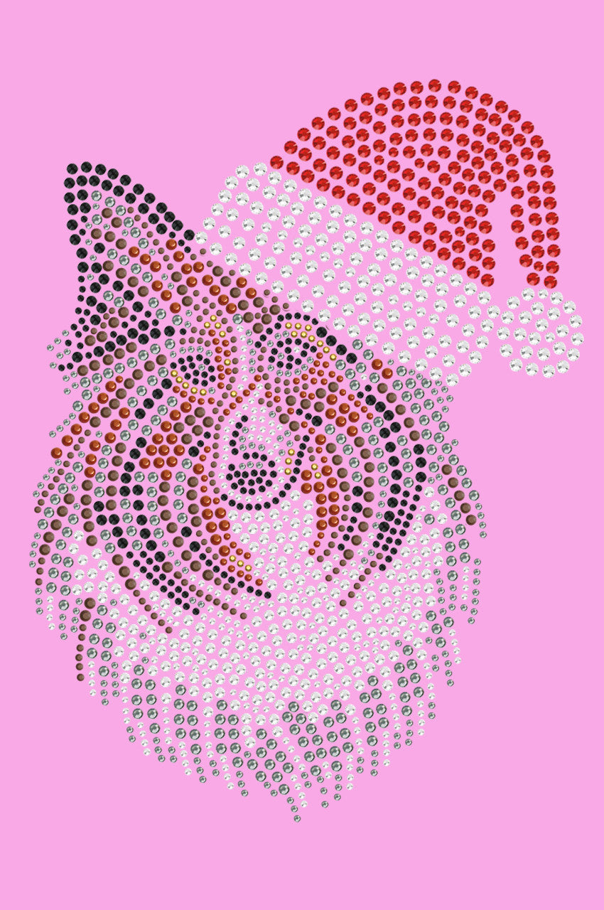 Sheltie Face with Santa Hat - Womens T-shirt