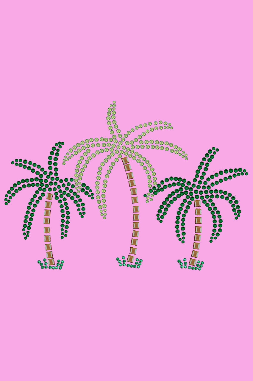 Palm Trees (Green Rhinestones) - Womens T-shirt