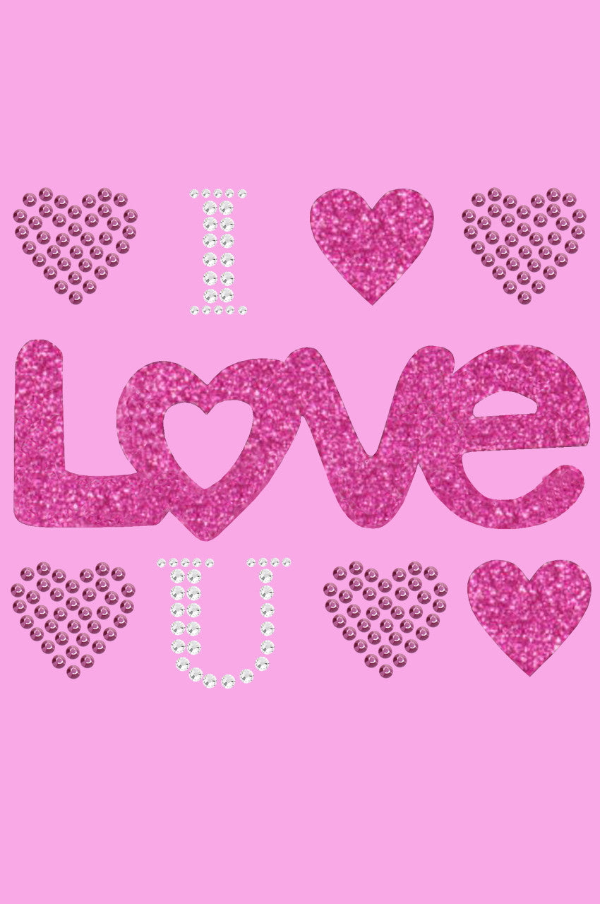 I Love You Pink Glitter - Womens T-shirt